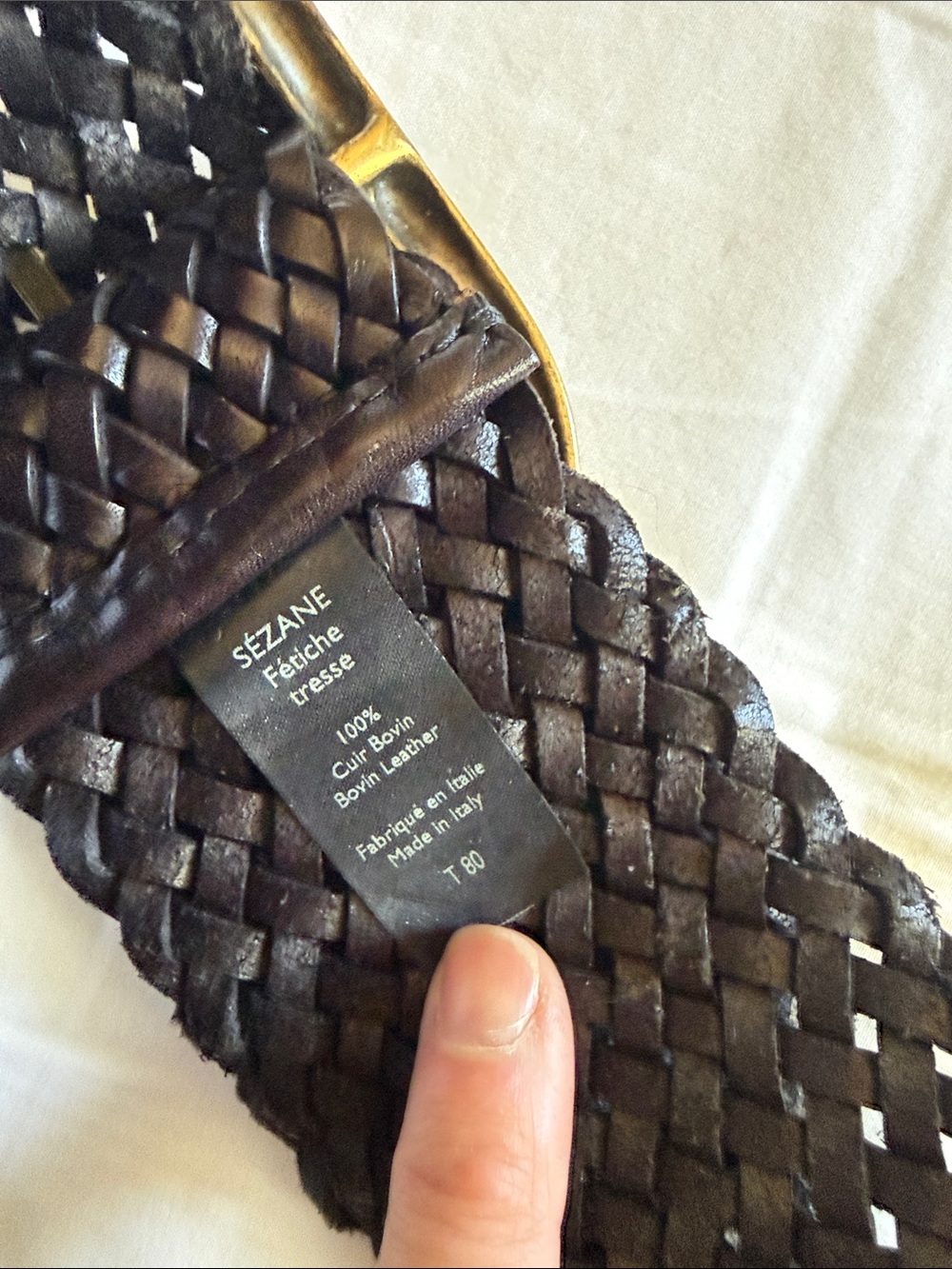 Sézane Braided Leather Belt with Brass Buckle - Black - Picture 5 of 5